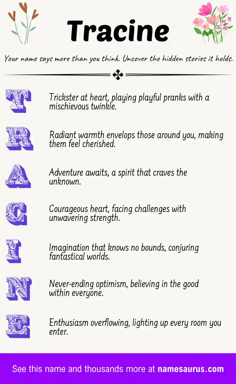 Acrostic poem about Tracine.
