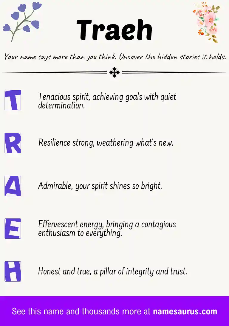 Acrostic poem about Traeh.