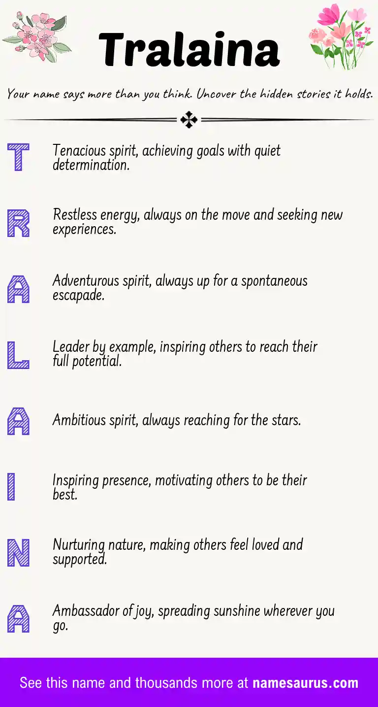 Acrostic poem about Tralaina.