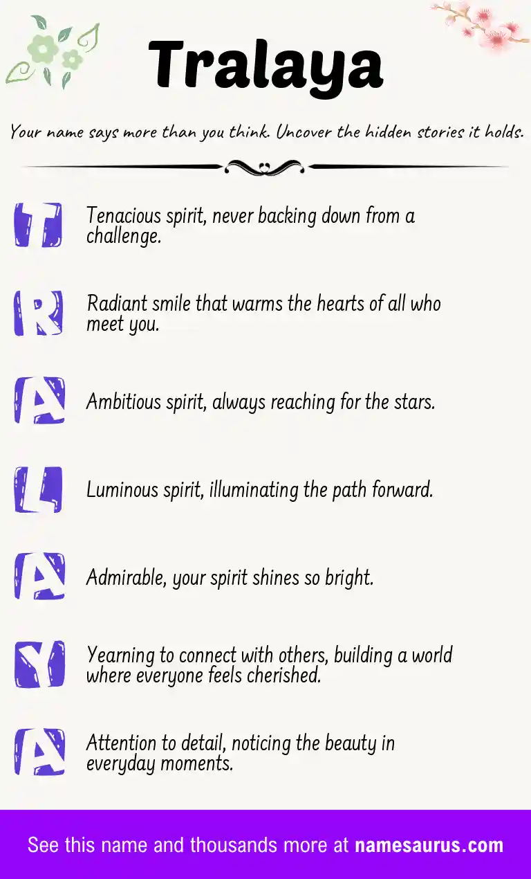 Acrostic poem about Tralaya.