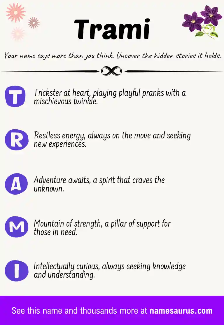 Acrostic poem about Trami.