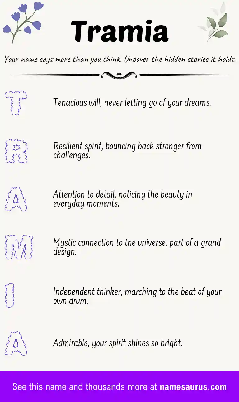 Acrostic poem about Tramia.