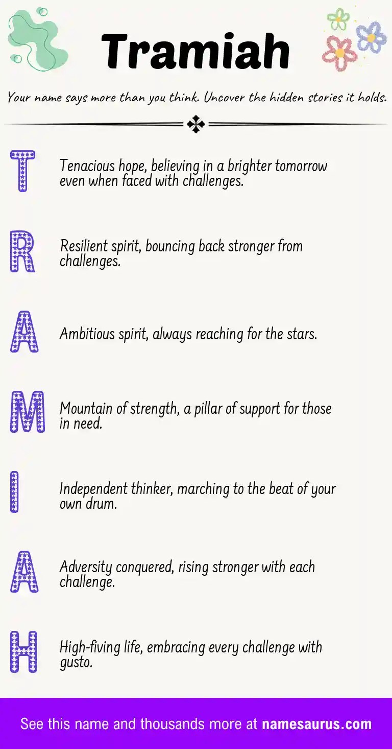 Acrostic poem about Tramiah.