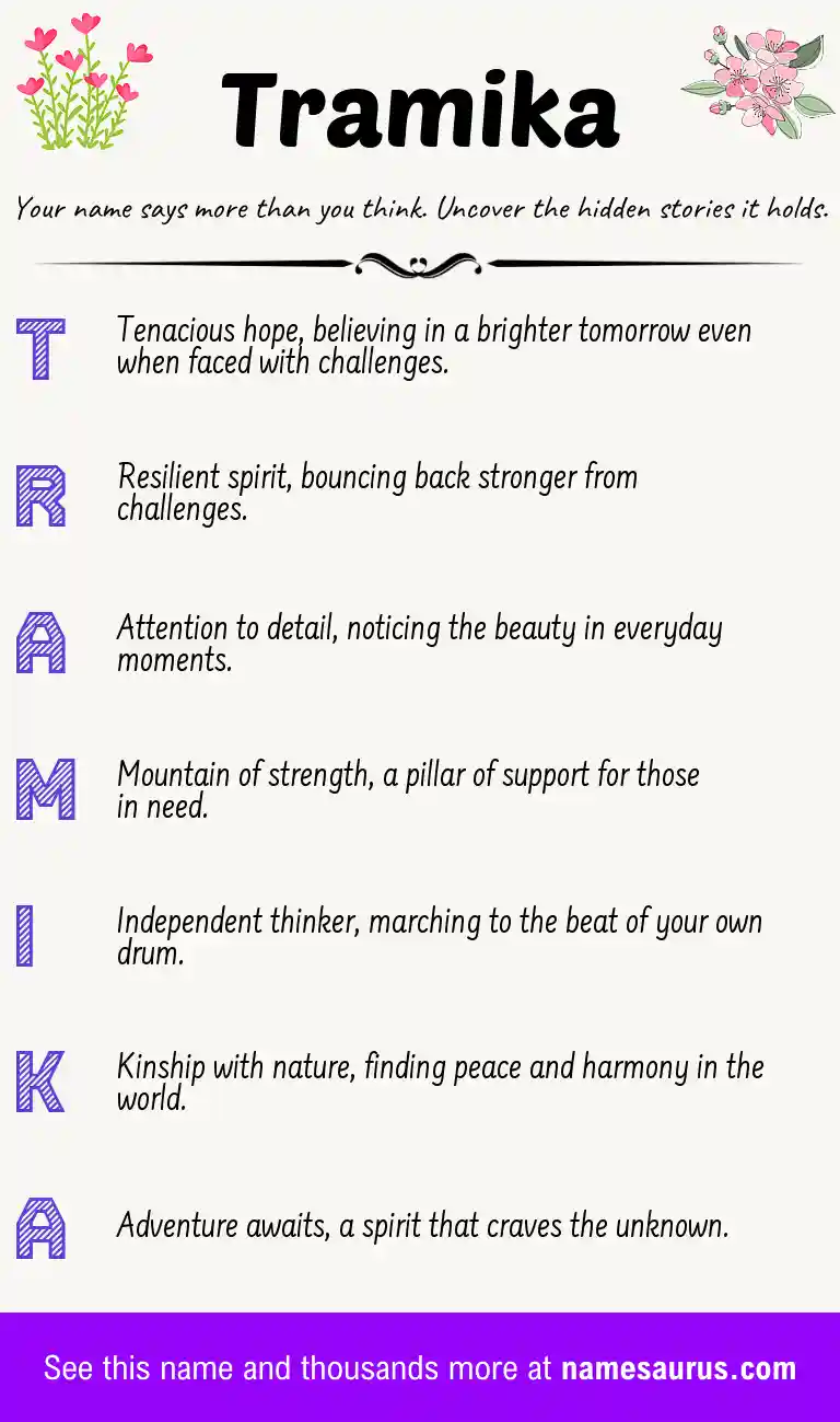 Acrostic poem about Tramika.