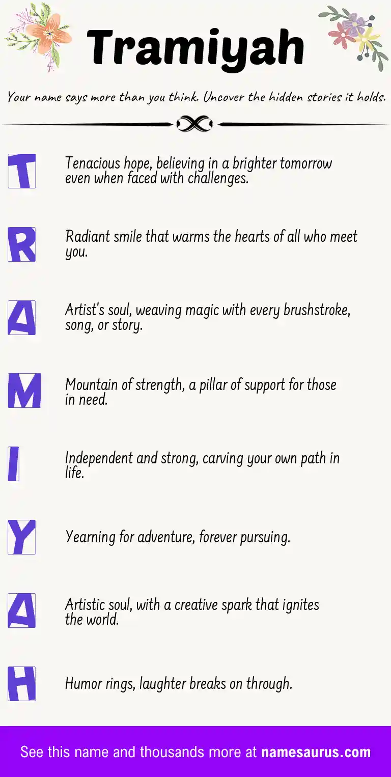 Acrostic poem about Tramiyah.