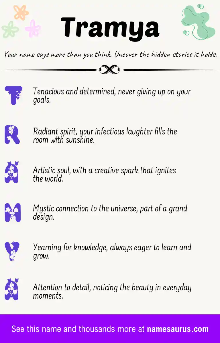 Acrostic poem about Tramya.