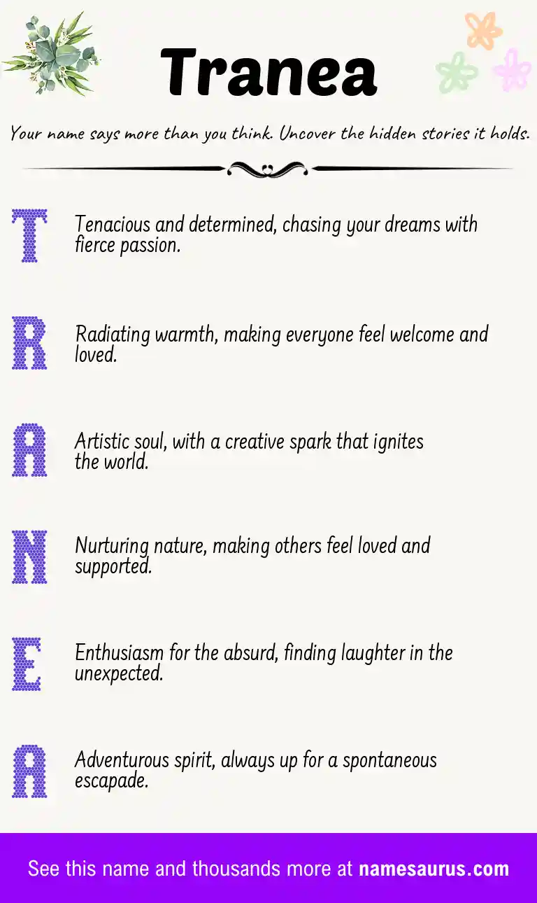 Acrostic poem about Tranea.