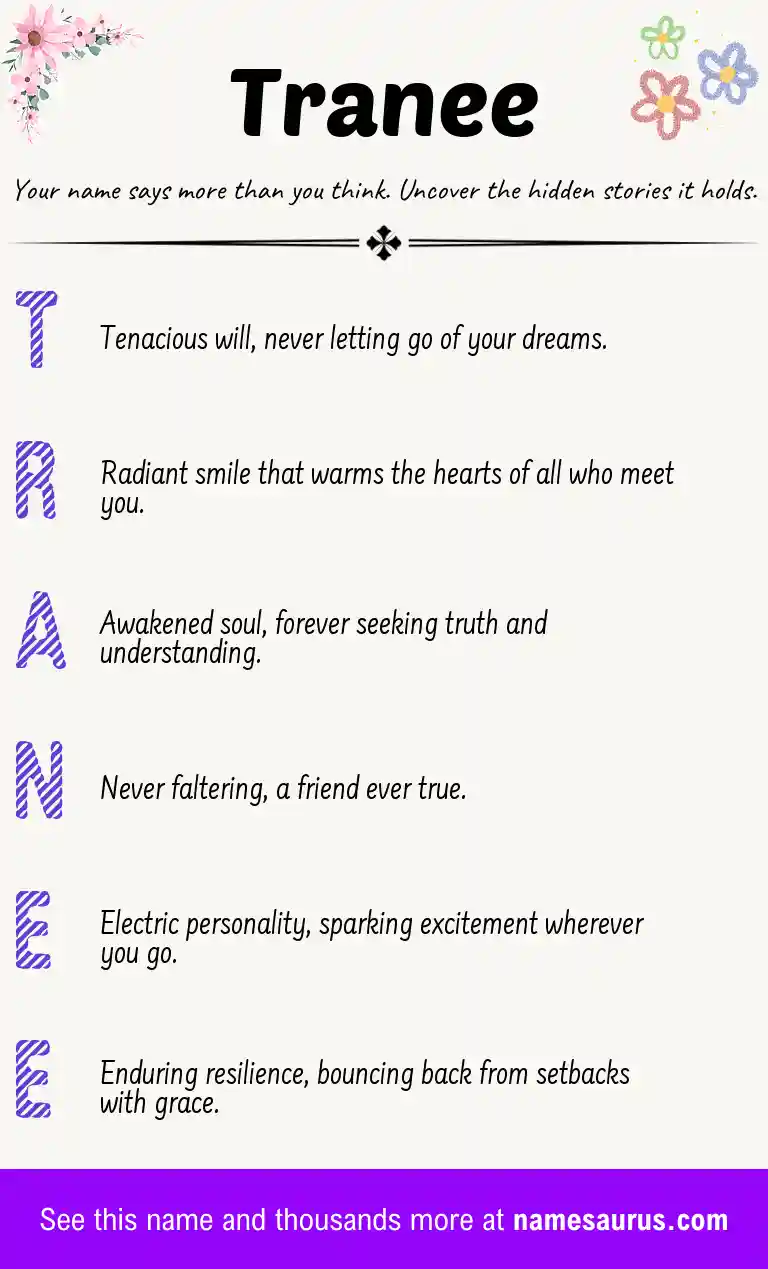 Acrostic poem about Tranee.