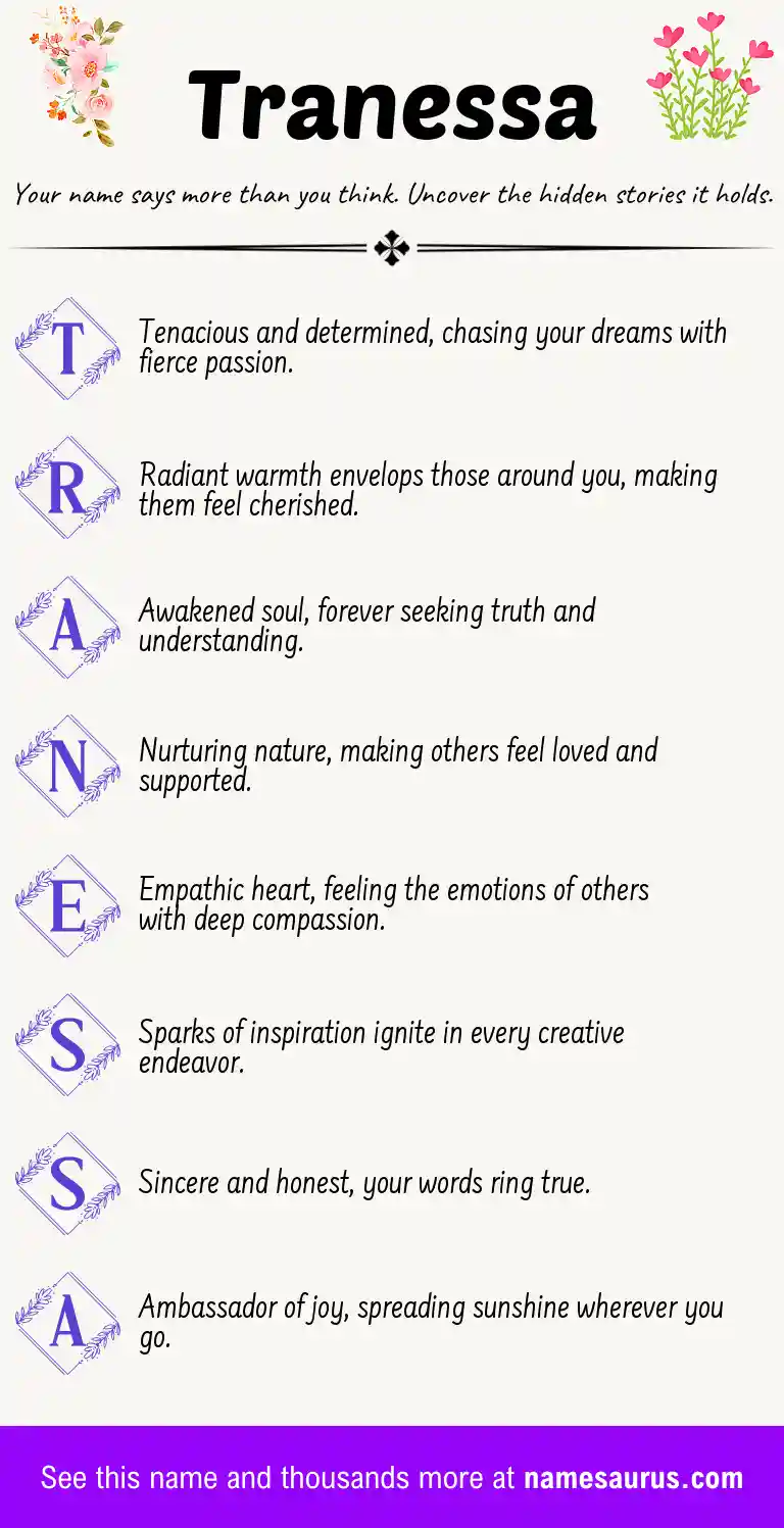 Acrostic poem about Tranessa.