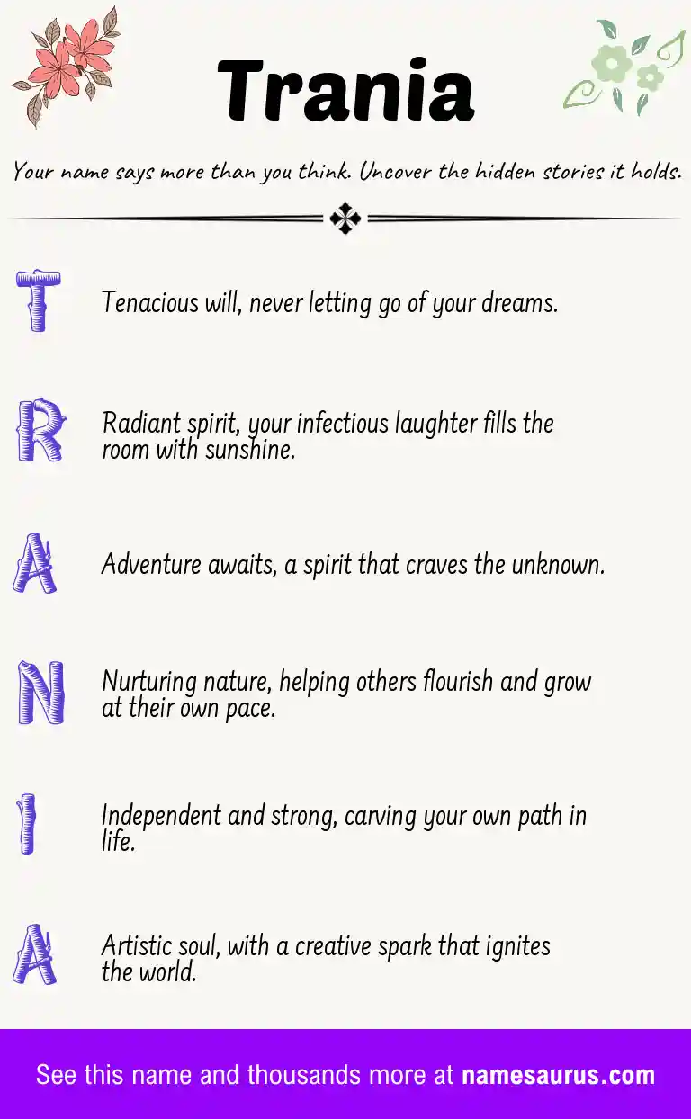 Acrostic poem about Trania.