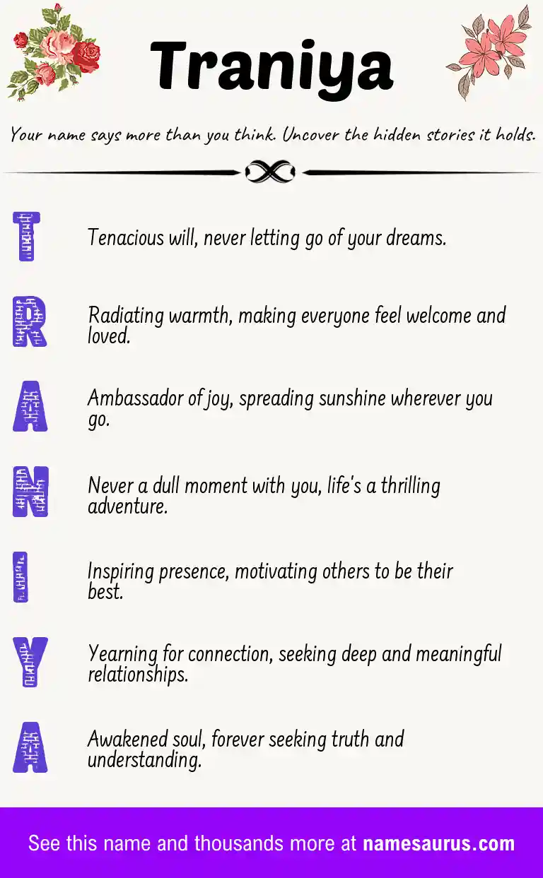 Acrostic poem about Traniya.