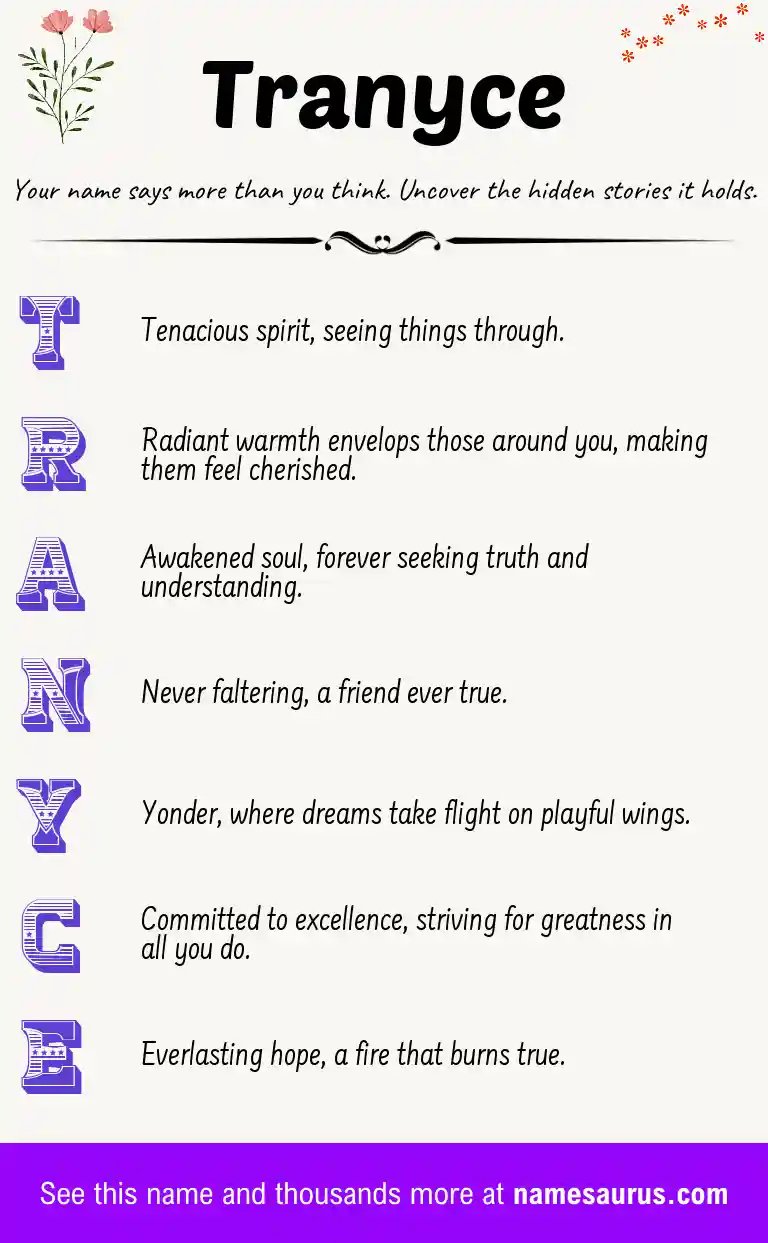 Acrostic poem about Tranyce.