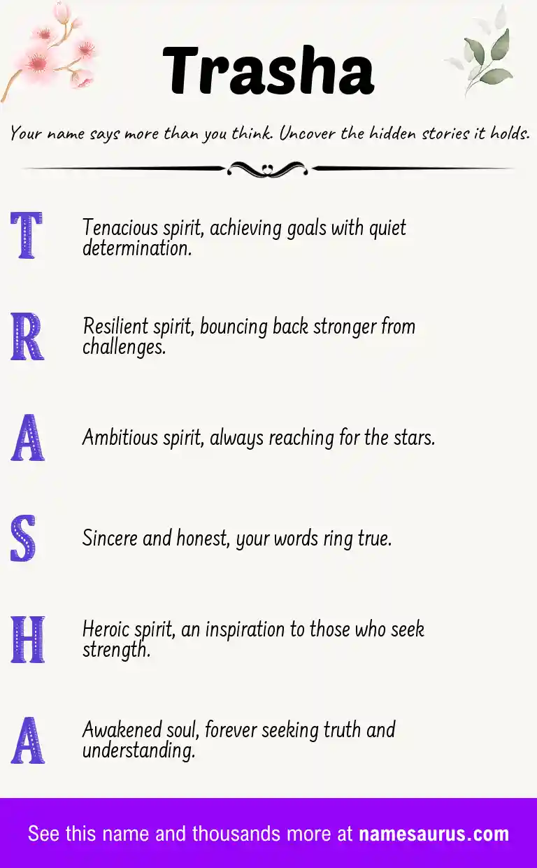 Acrostic poem about Trasha.