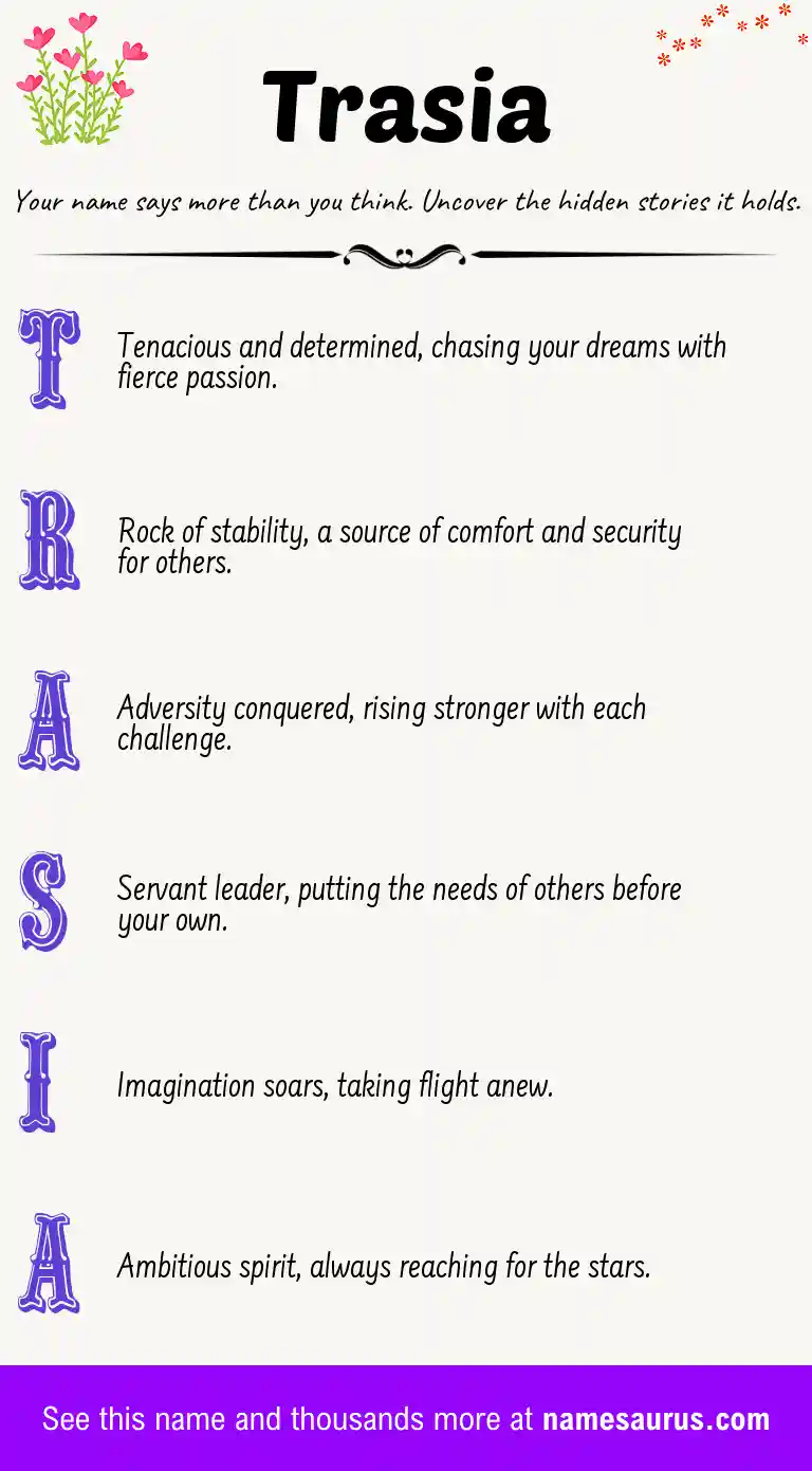 Acrostic poem about Trasia.