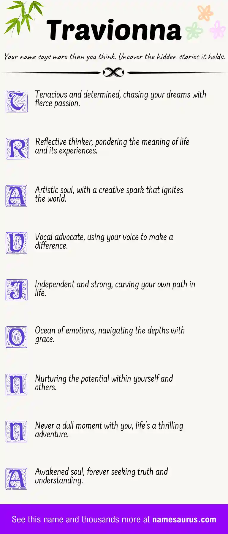 Acrostic poem about Travionna.