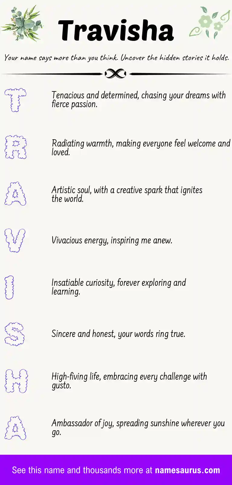 Acrostic poem about Travisha.