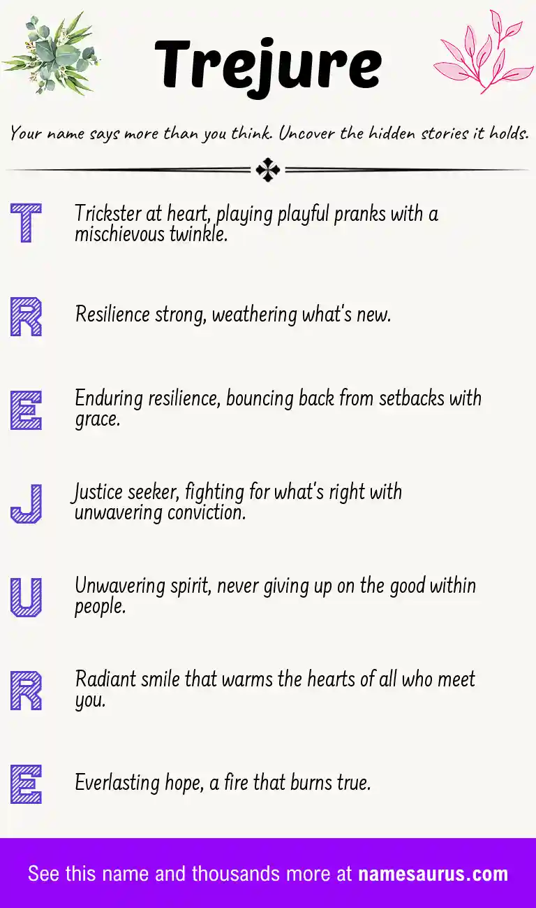 Acrostic poem about Trejure.