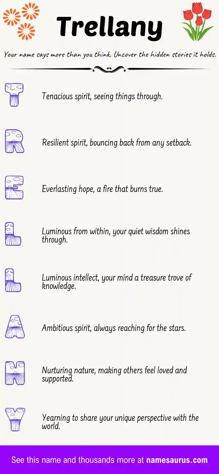 Acrostic poem about Trellany.