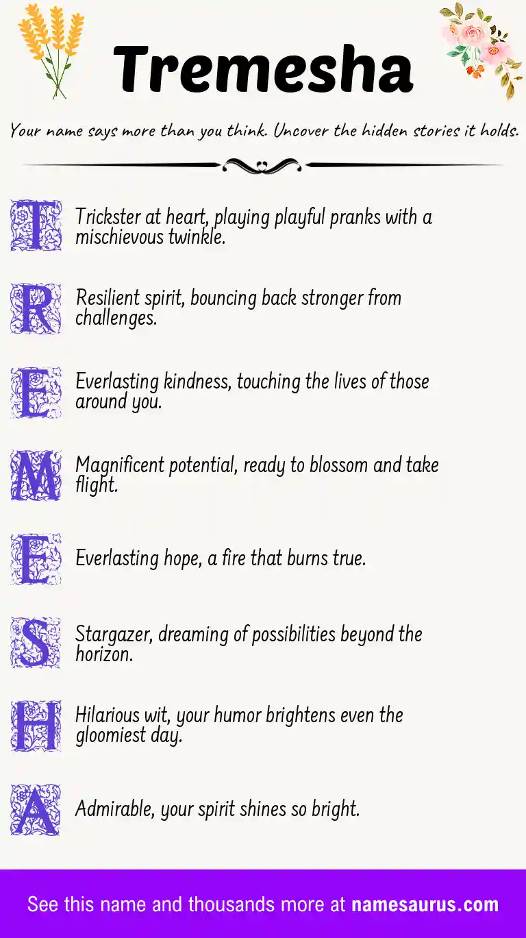 Acrostic poem about Tremesha.