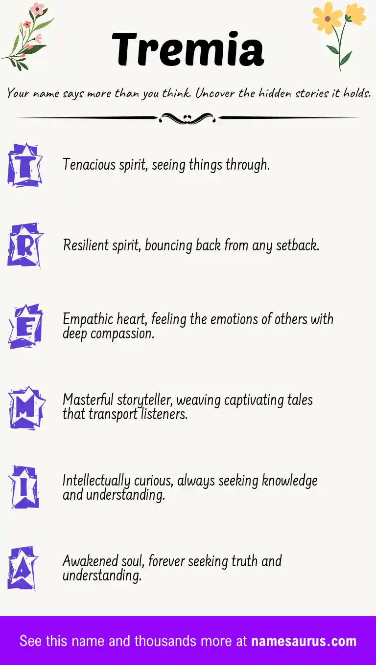 Acrostic poem about Tremia.