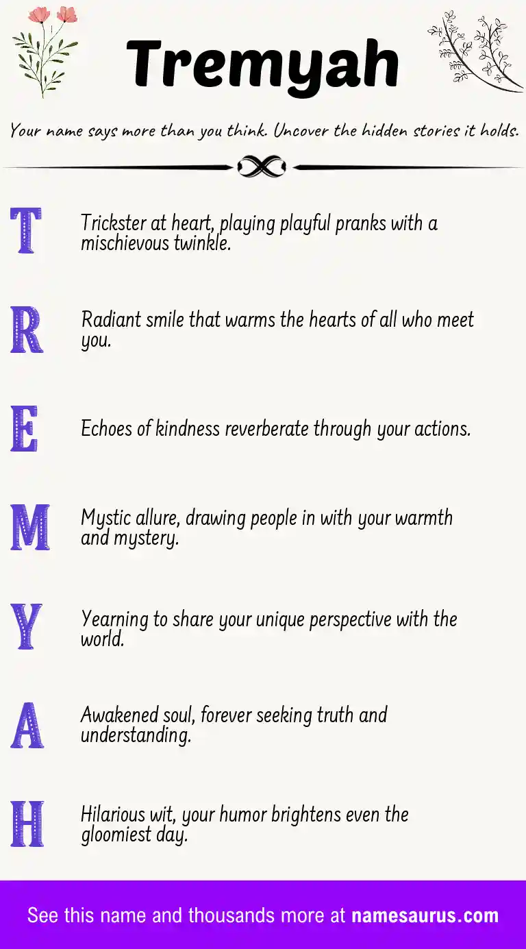 Acrostic poem about Tremyah.