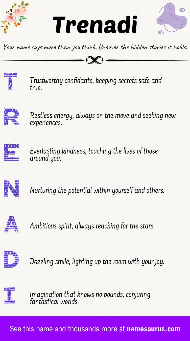 Acrostic poem about Trenadi.
