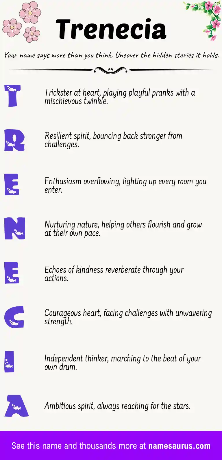 Acrostic poem about Trenecia.