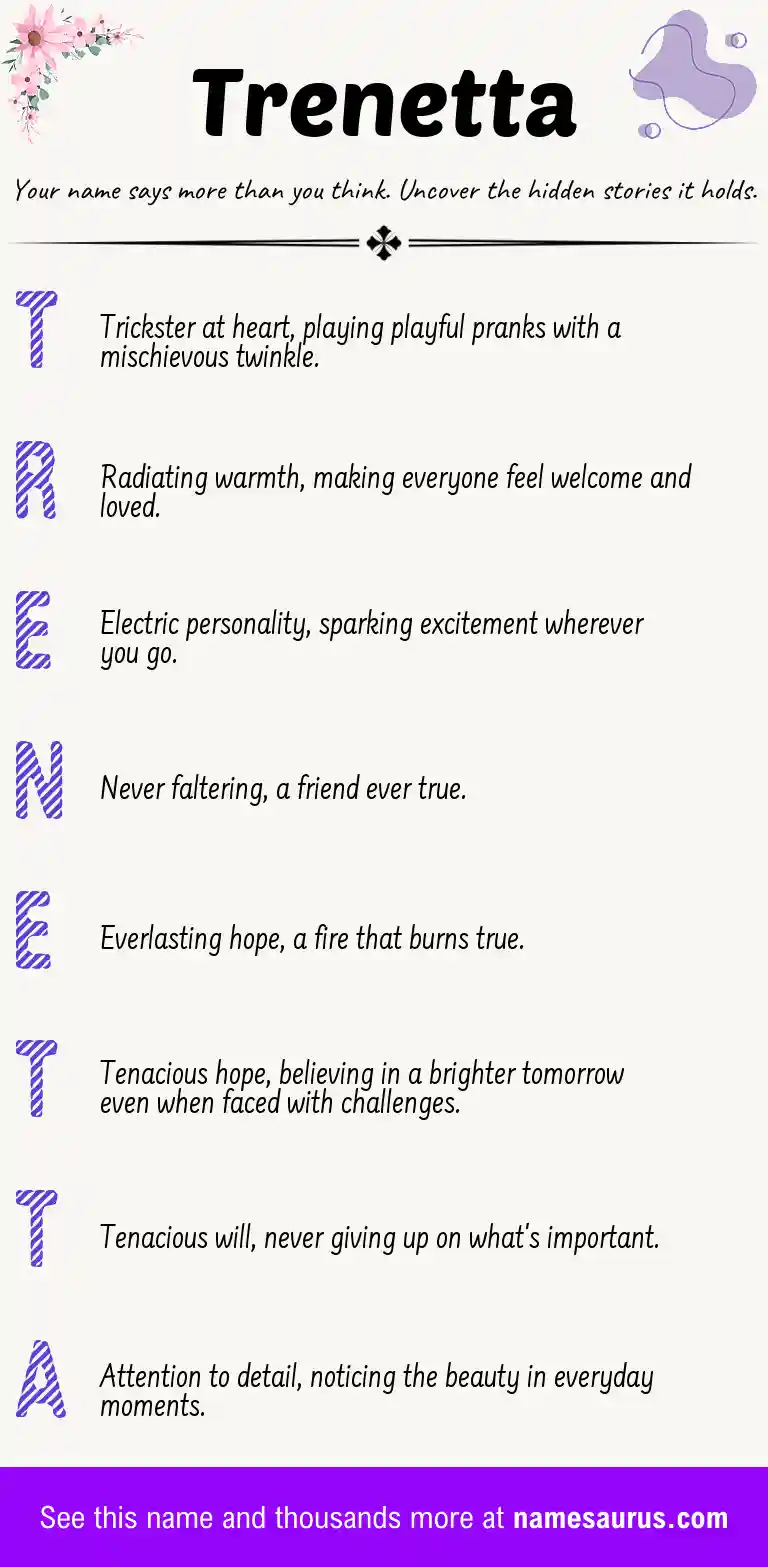 Acrostic poem about Trenetta.
