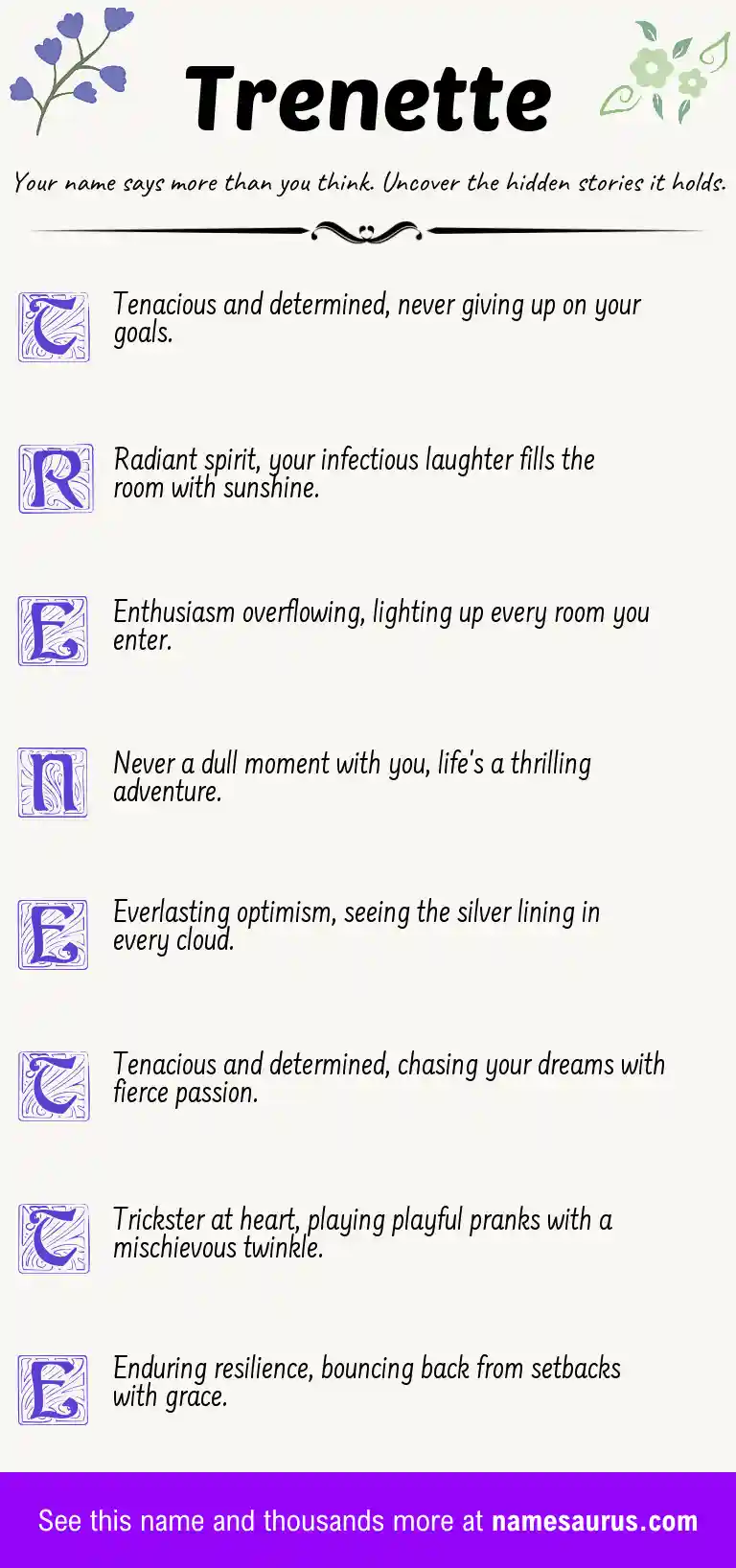 Acrostic poem about Trenette.