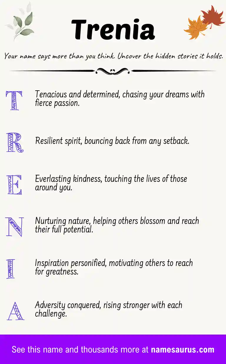 Acrostic poem about Trenia.