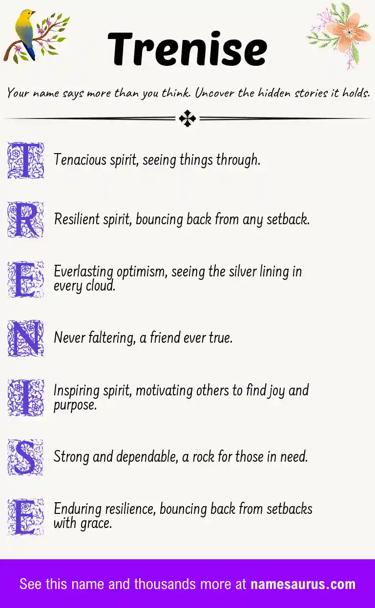 Acrostic poem about Trenise.