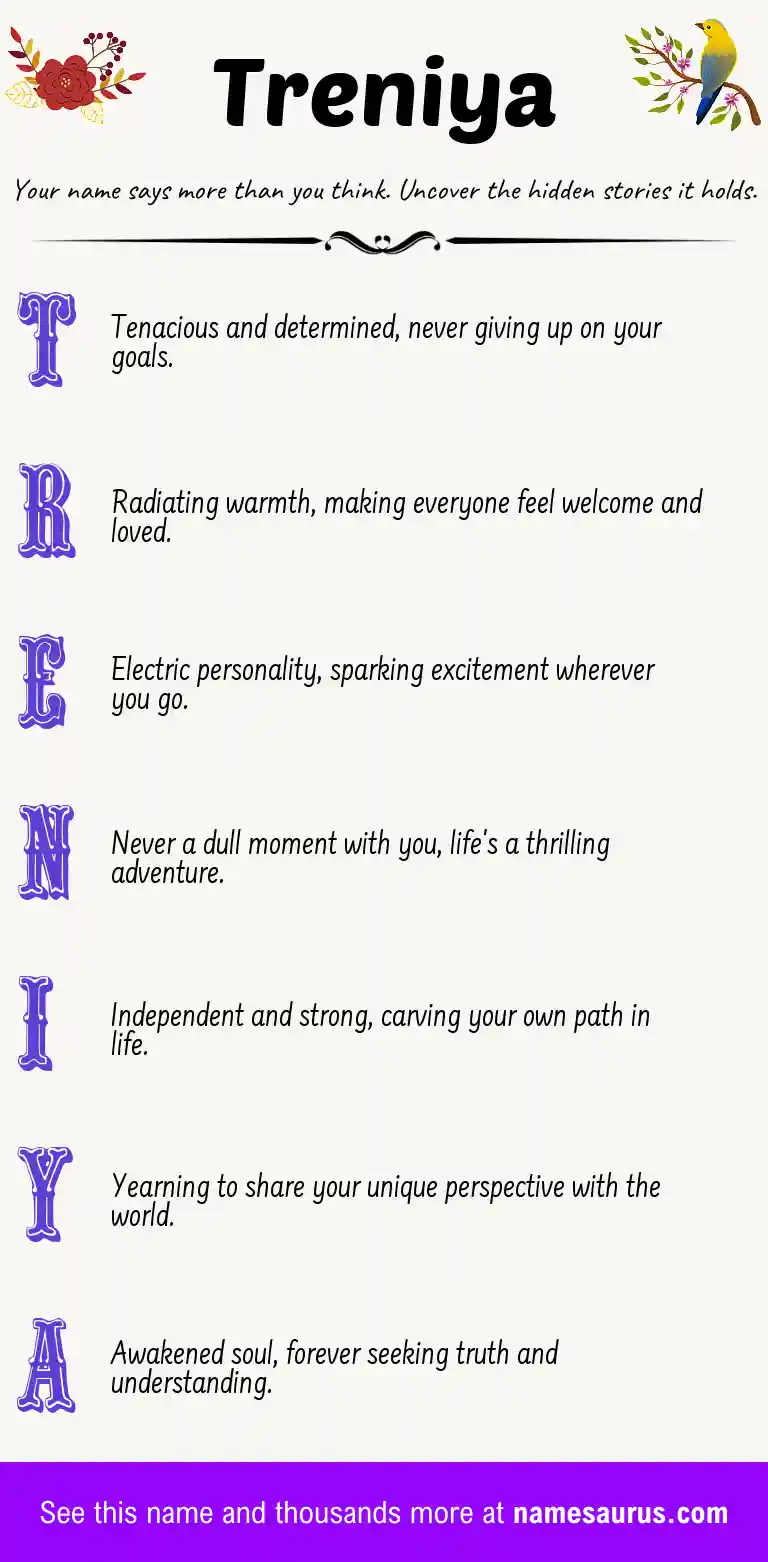 Acrostic poem about Treniya.