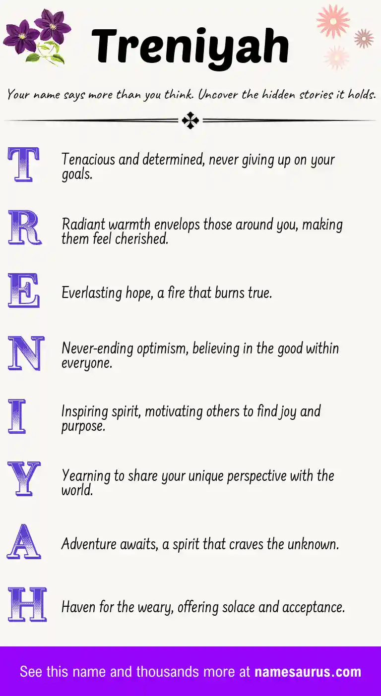 Acrostic poem about Treniyah.