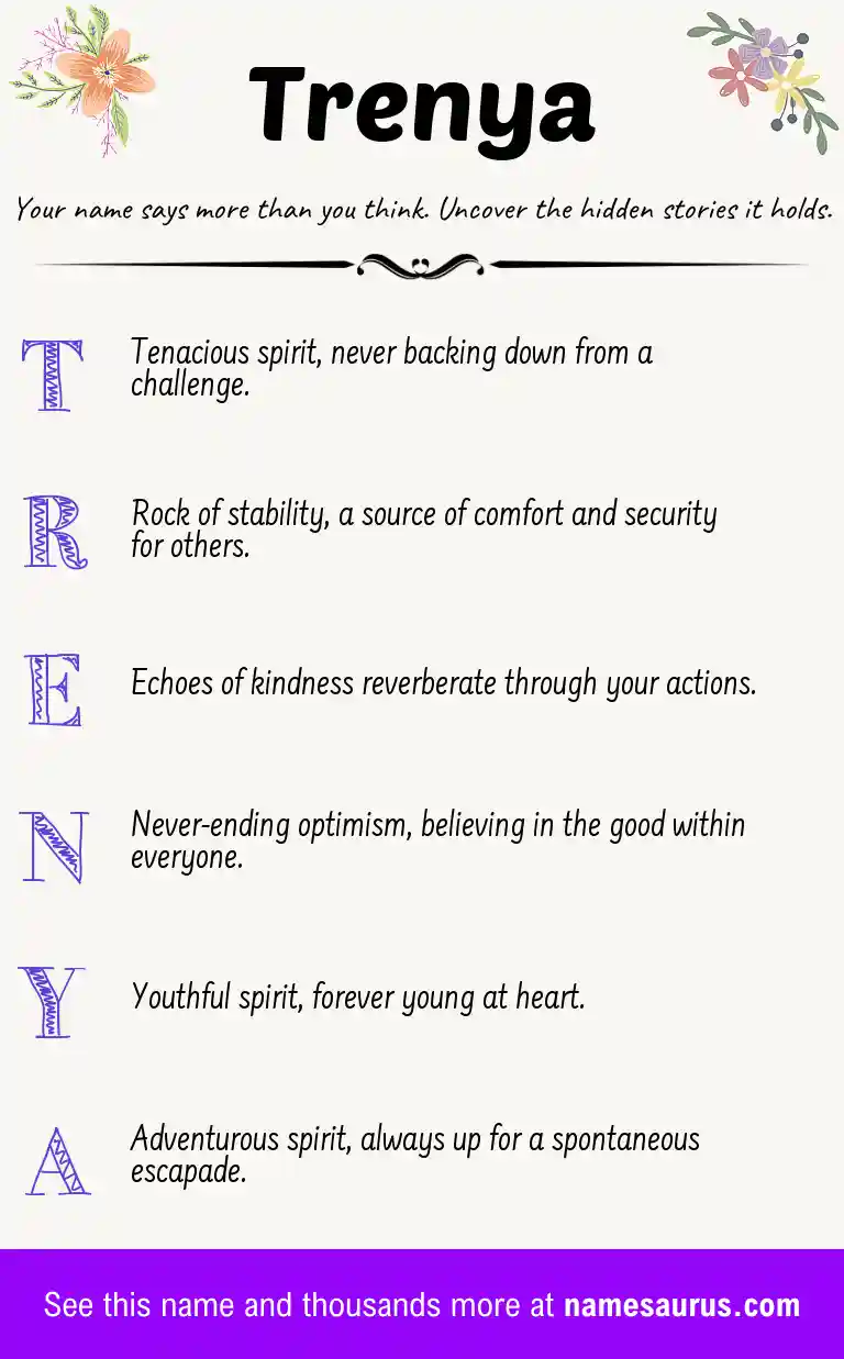 Acrostic poem about Trenya.