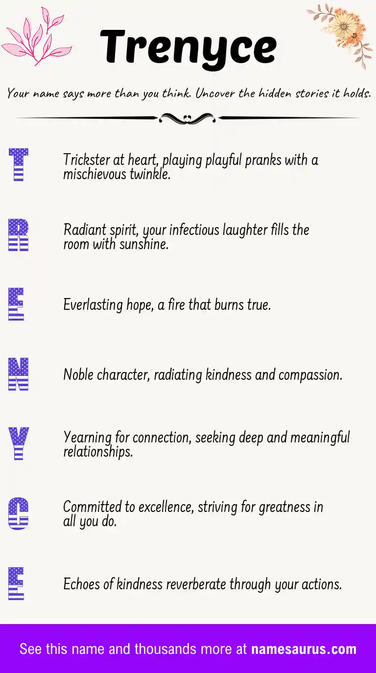 Acrostic poem about Trenyce.