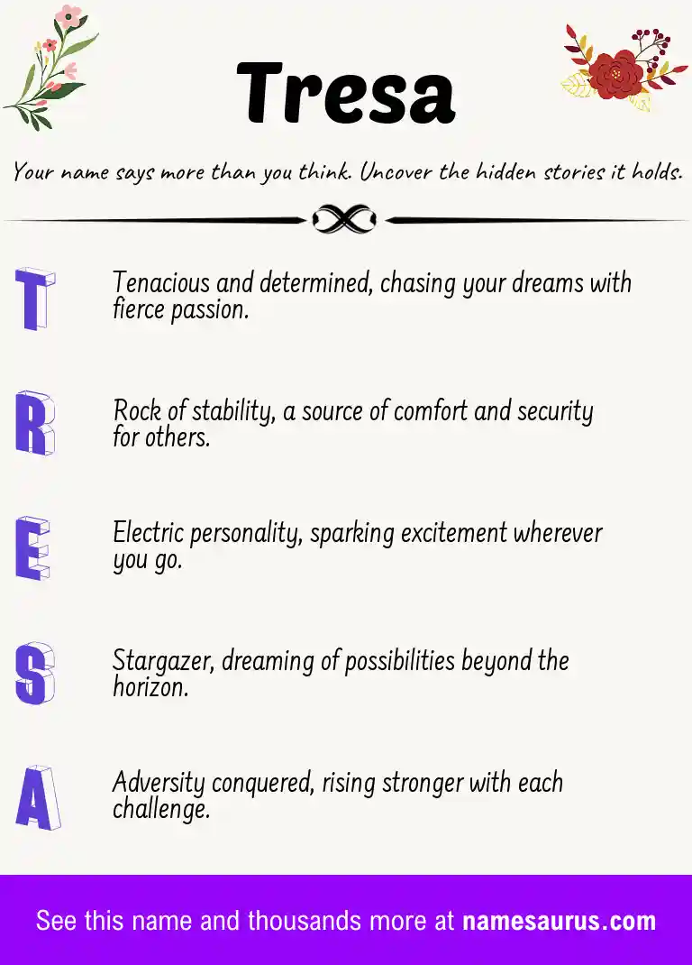 Acrostic poem about Tresa.