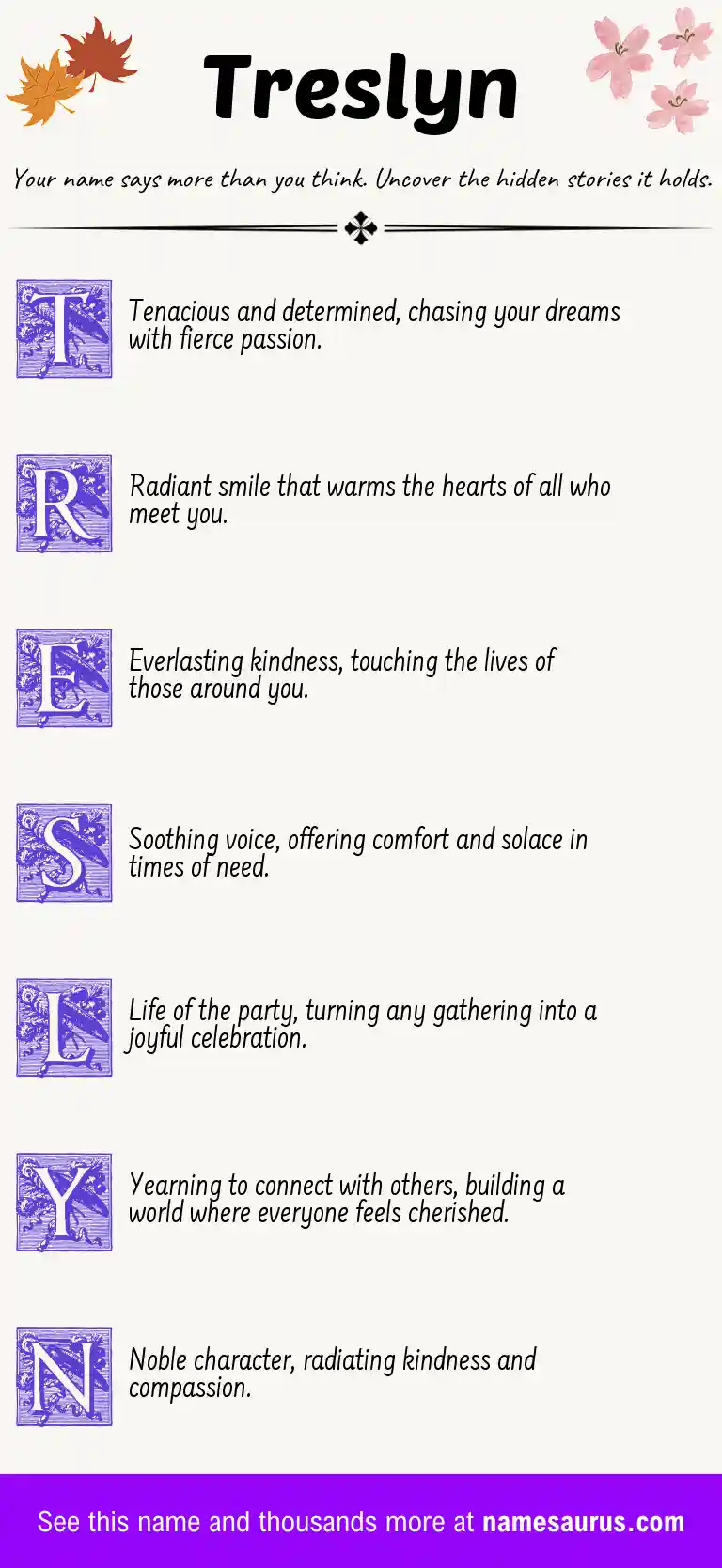 Acrostic poem about Treslyn.