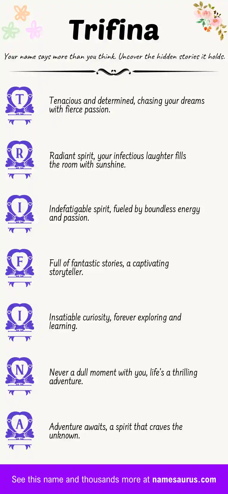Acrostic poem about Trifina.
