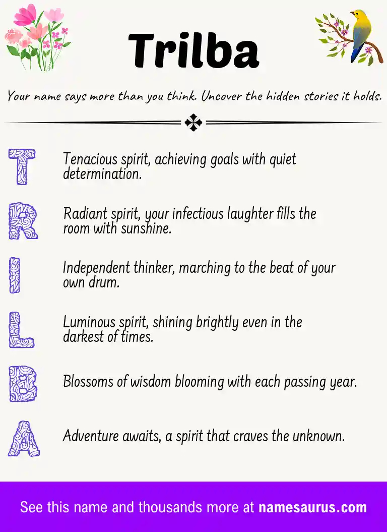 Acrostic poem about Trilba.
