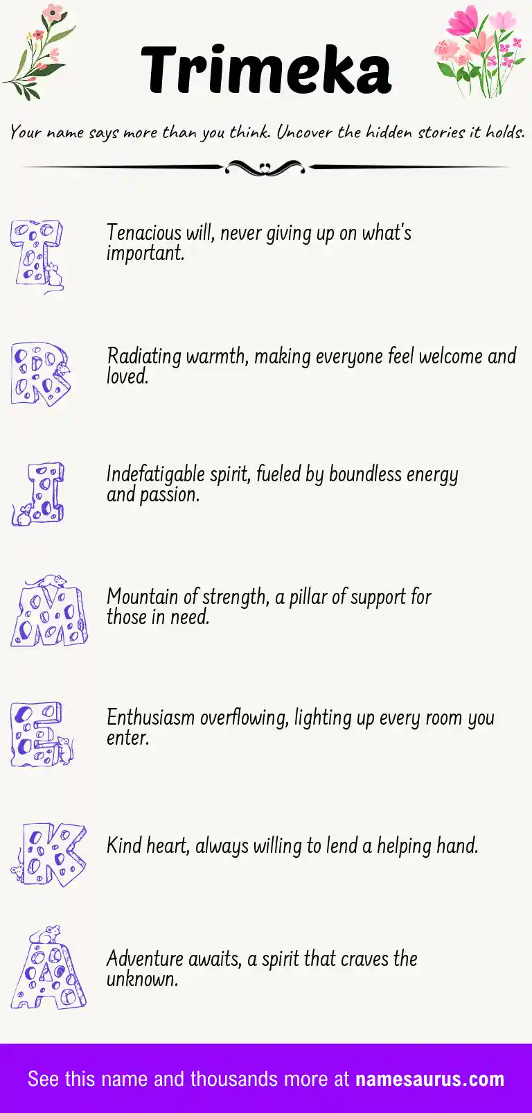 Acrostic poem about Trimeka.