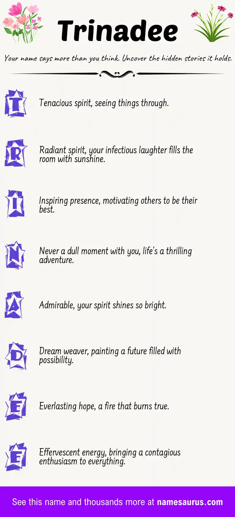 Acrostic poem about Trinadee.