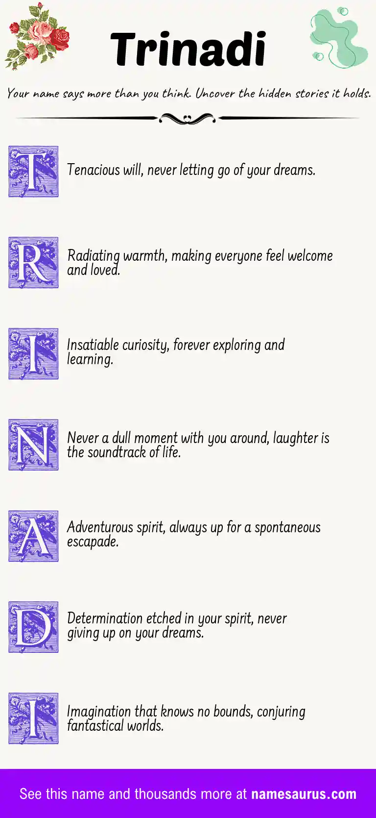 Acrostic poem about Trinadi.