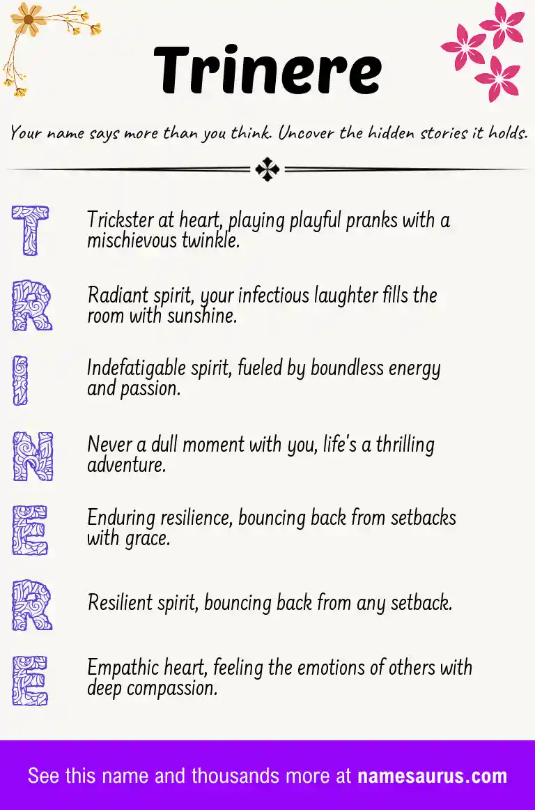 Acrostic poem about Trinere.