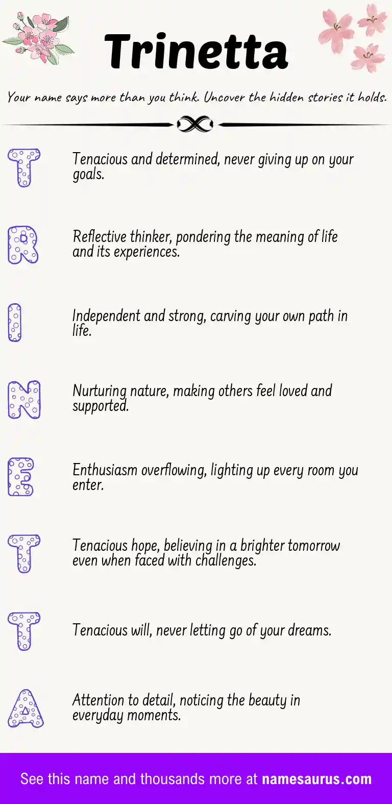 Acrostic poem about Trinetta.