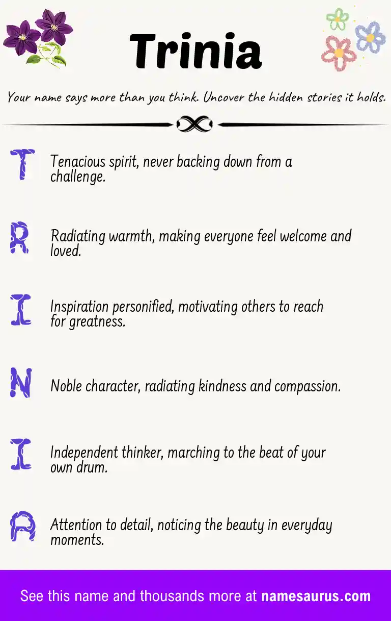 Acrostic poem about Trinia.