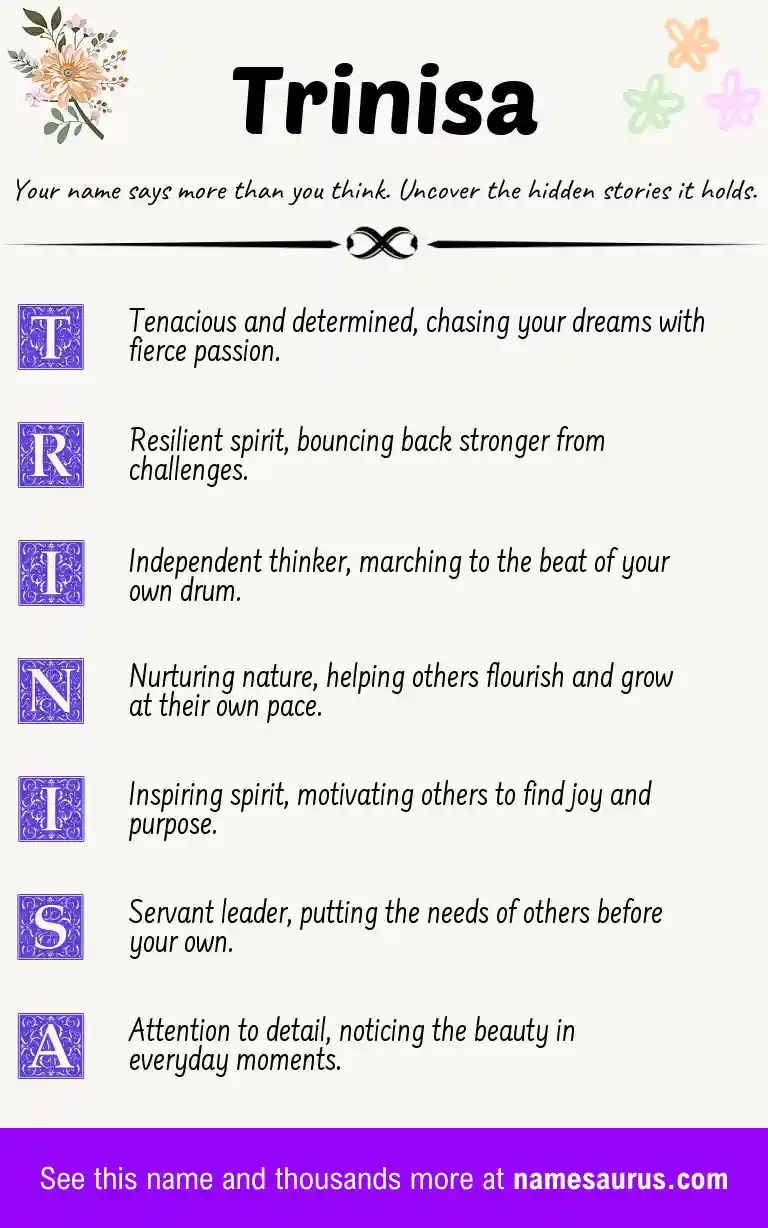 Acrostic poem about Trinisa.