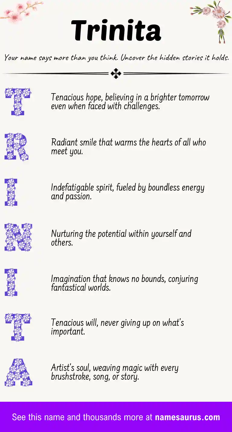 Acrostic poem about Trinita.