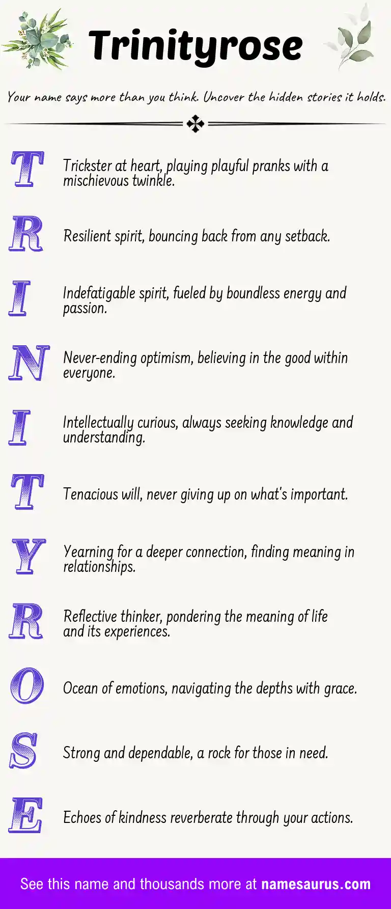 Acrostic poem about Trinityrose.