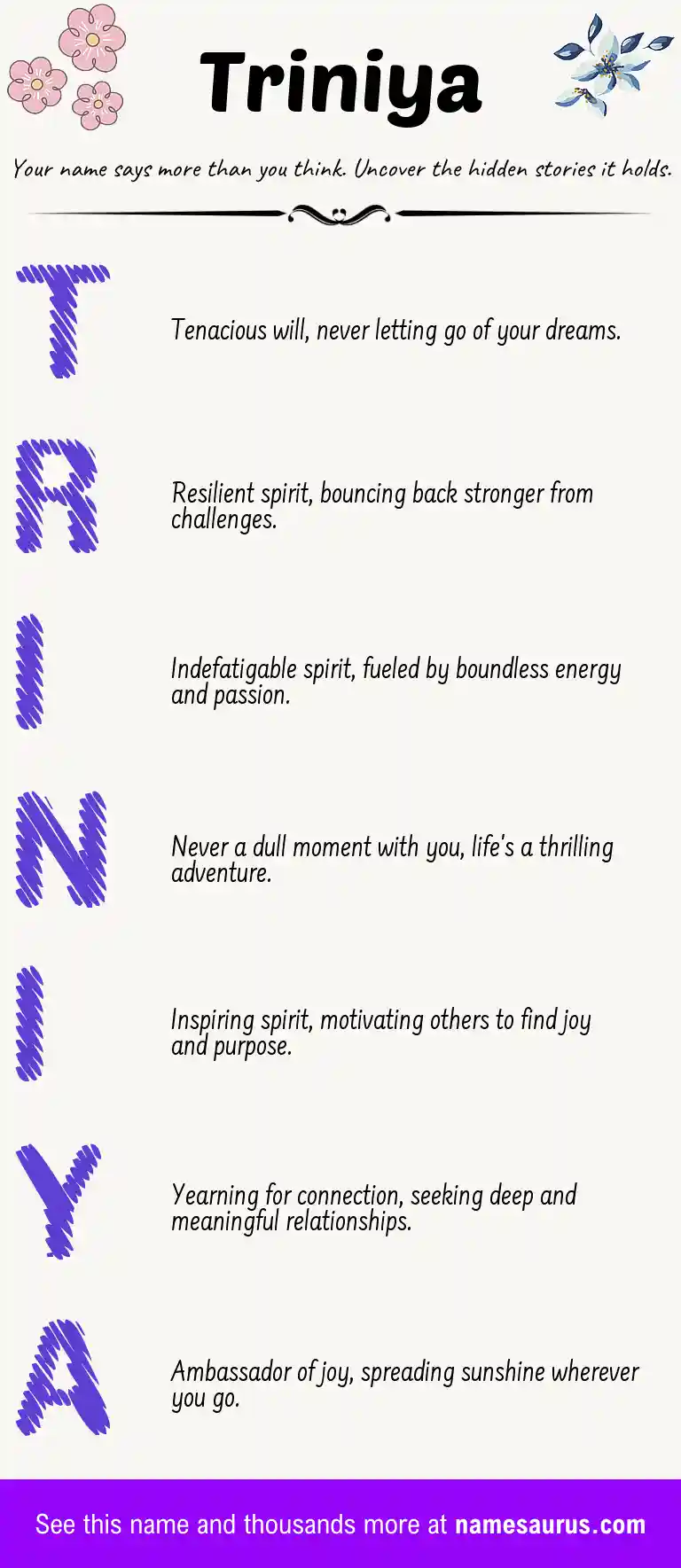 Acrostic poem about Triniya.