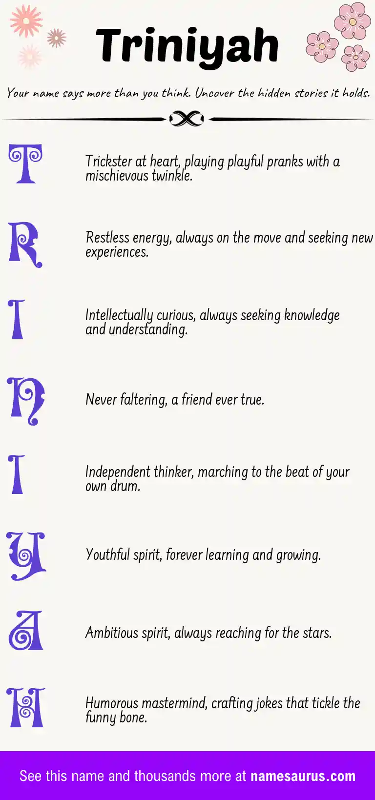 Acrostic poem about Triniyah.
